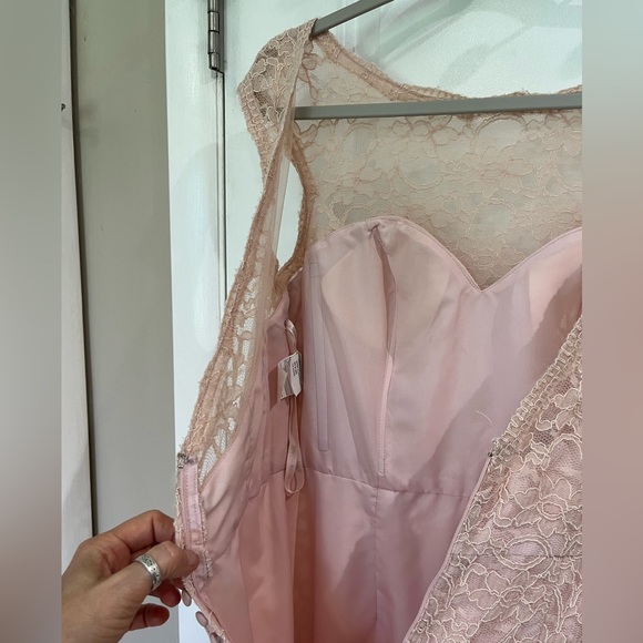 Morilee by Madeline Garner Sleeveless Lace Maxi DressSz 12 Blush Fit & Flare - Picture 8 of 16